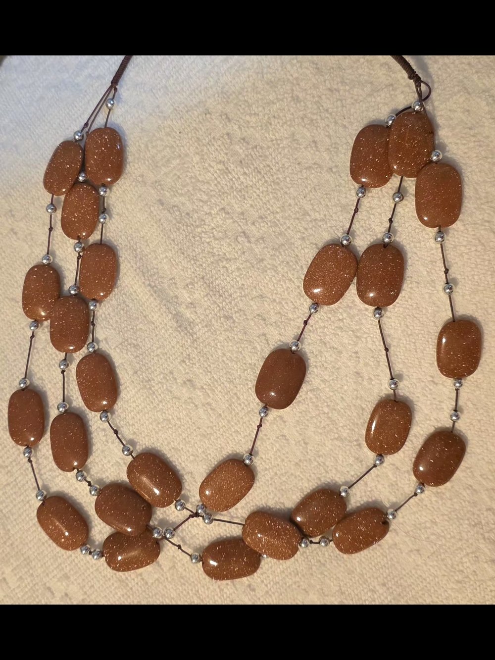 Goldstone Multi-Strand Beaded Necklace - Sparkling Brown